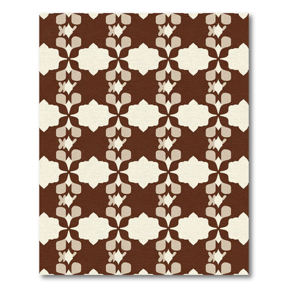 Brown Cream Lattice Flower Rug