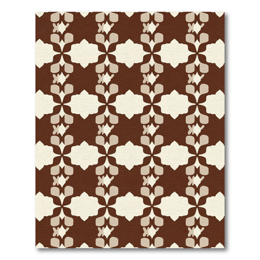 Brown Cream Lattice Flower Rug