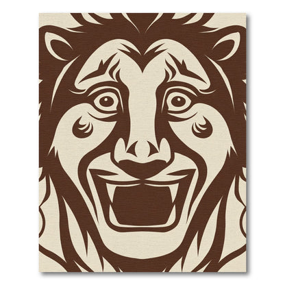 Brown Lion Face Majestic Roaring Art Rug