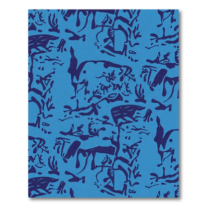 Deep Blue Animalistic Scrollwork Rug
