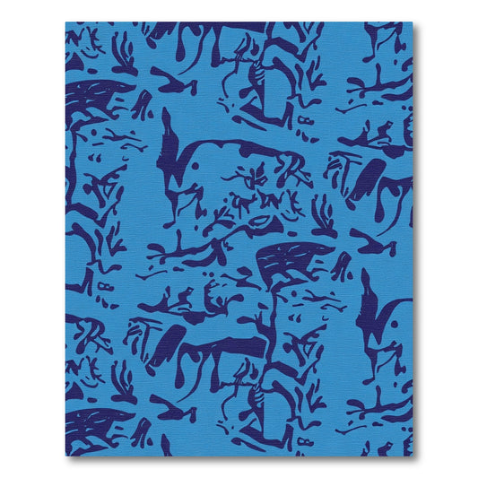 Deep Blue Animalistic Scrollwork Rug