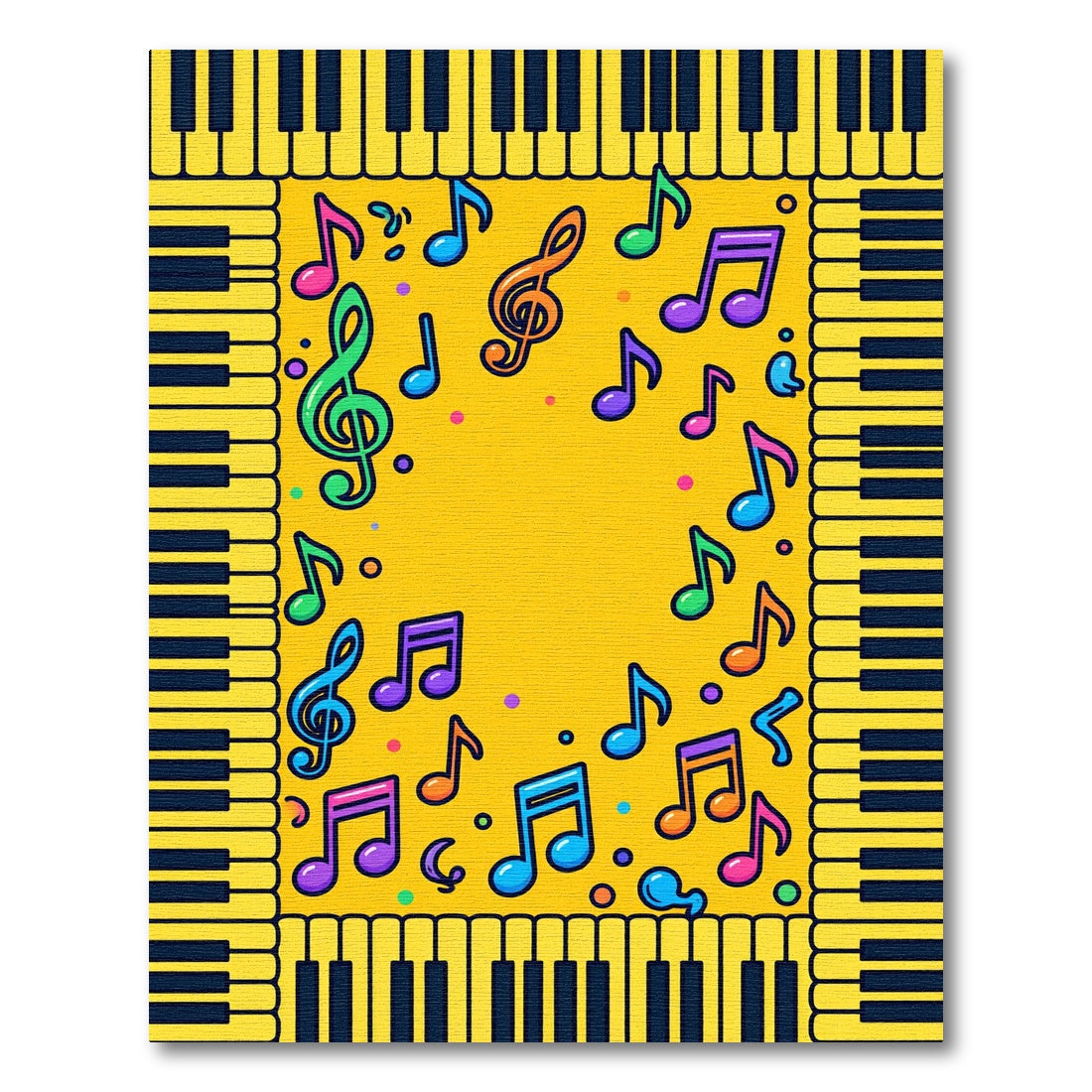 Yellow Piano Keys Colorful Notes Rug