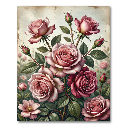 Elegant Pink Rose Botanical Garden Art Rug
