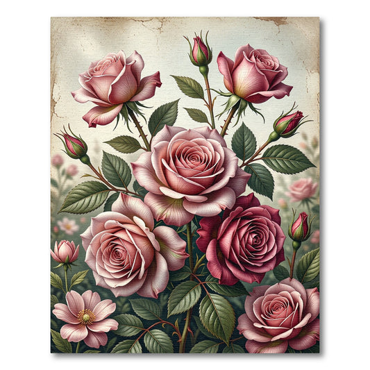 Elegant Pink Rose Botanical Garden Art Rug