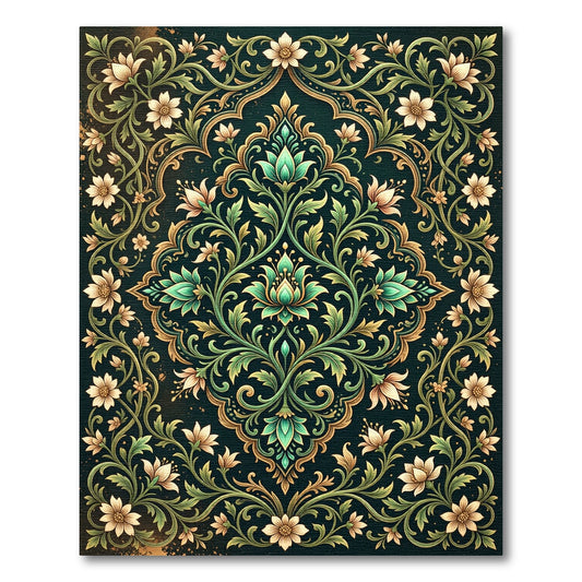 Emerald Verdant Floral Ornate Medallion Rug