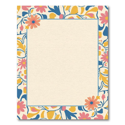 Retro Floral Pattern with Blue Border Rug