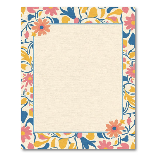 Retro Floral Pattern with Blue Border Rug