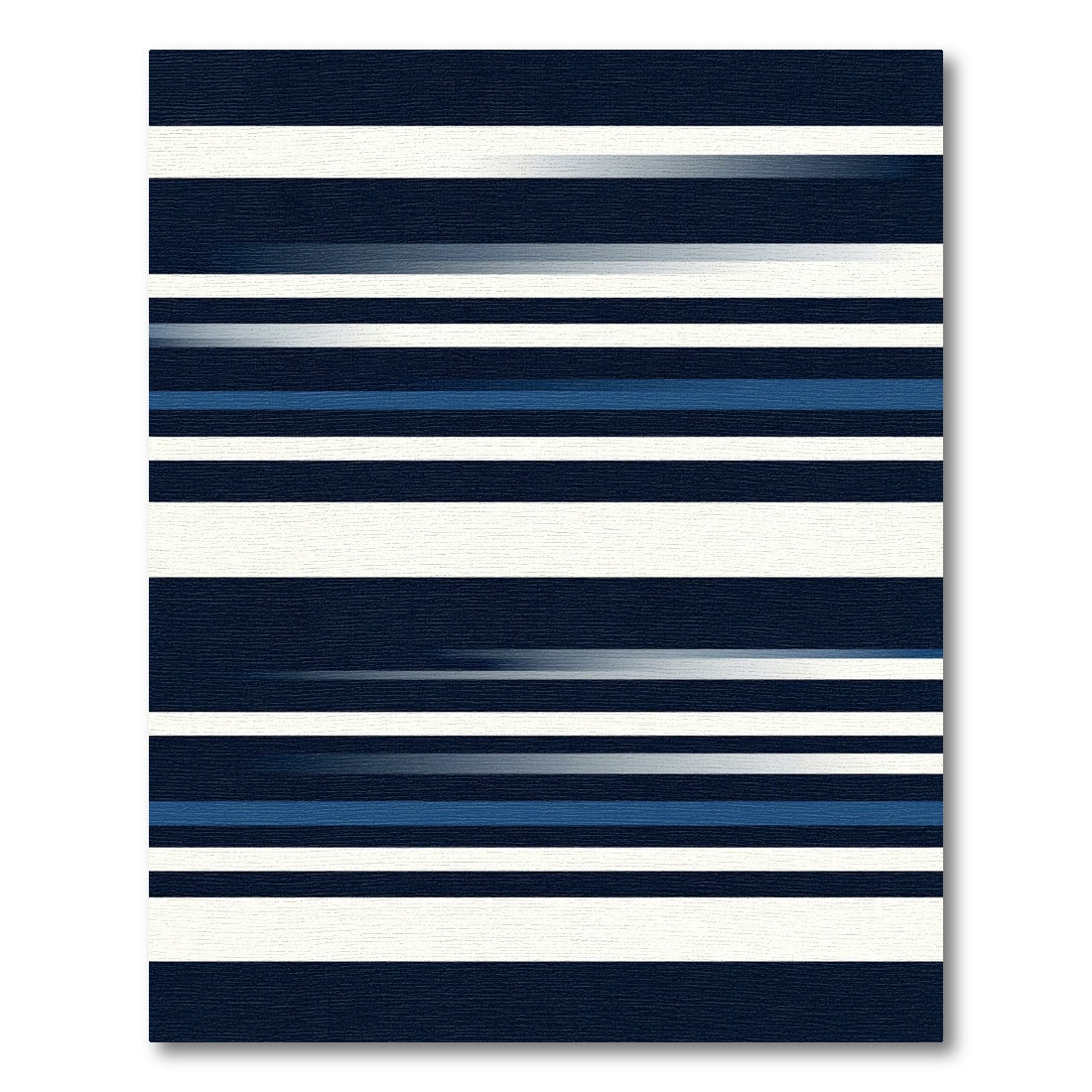 Minimalist Navy and White Striped Abstract Rug