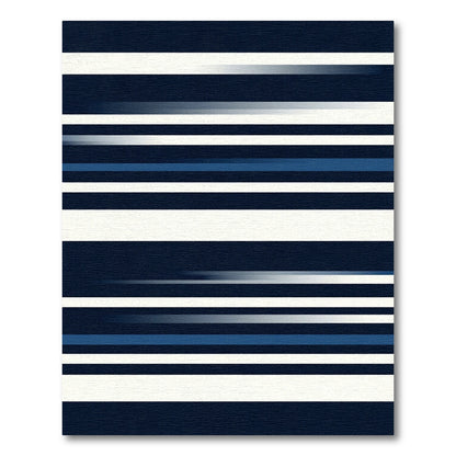 Minimalist Navy and White Striped Abstract Rug