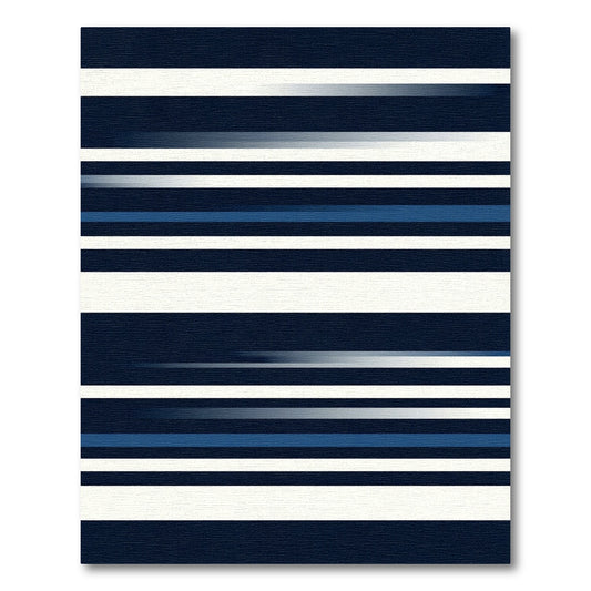 Minimalist Navy and White Striped Abstract Rug