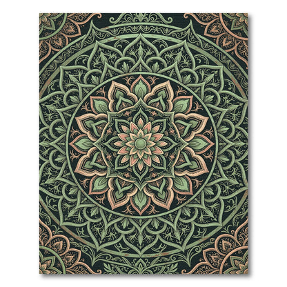 Sage Botanical Medallion Floral Mandala Rug