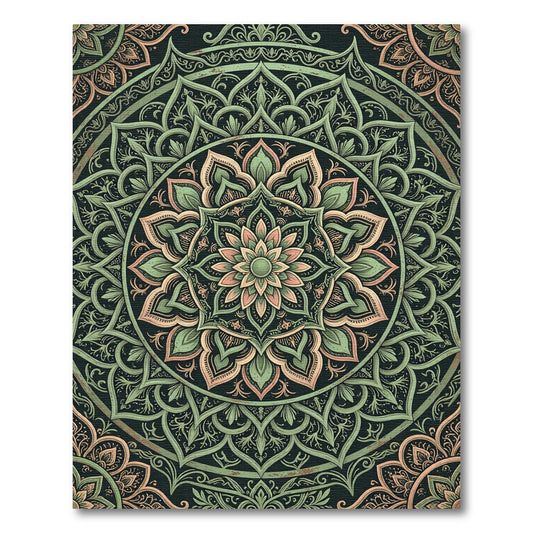 Sage Botanical Medallion Floral Mandala Rug