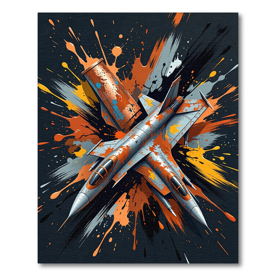 Dynamic Orange Steel Jet Action Rug