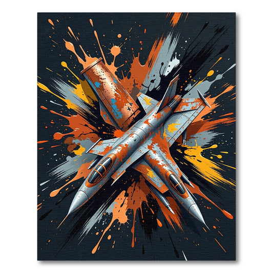 Dynamic Orange Steel Jet Action Rug
