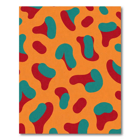 Orange Teal Red Blob Composition Rug