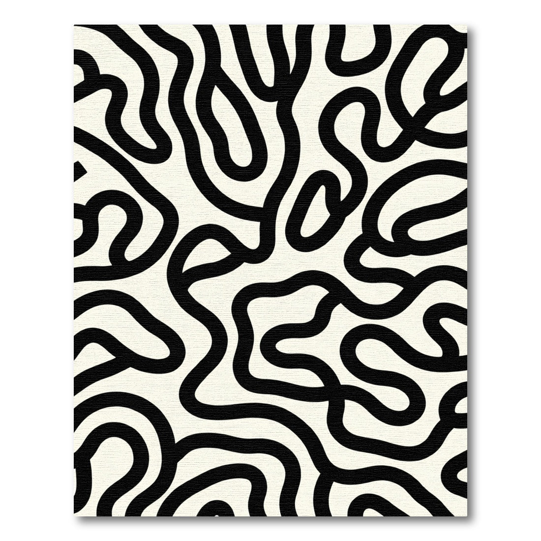 Black Organic Line Abstract Rug