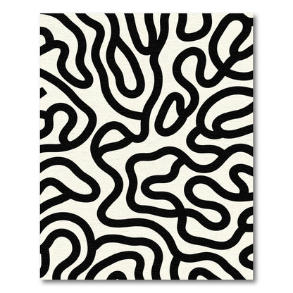 Black Organic Line Abstract Rug