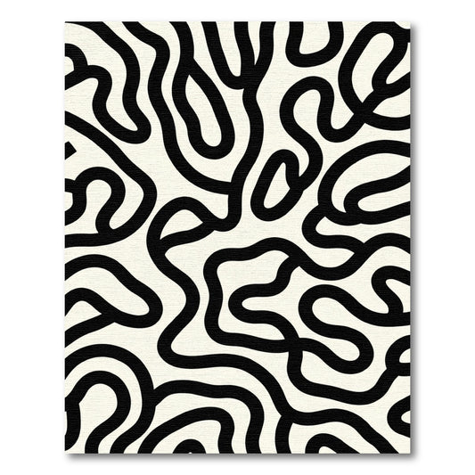 Black Organic Line Abstract Rug