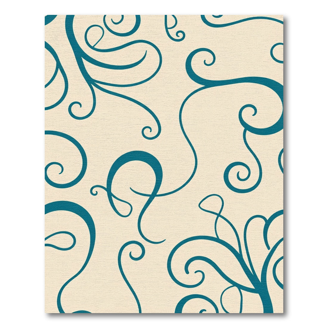 Teal Swirl Ivory Serpentine Scrolls Rug