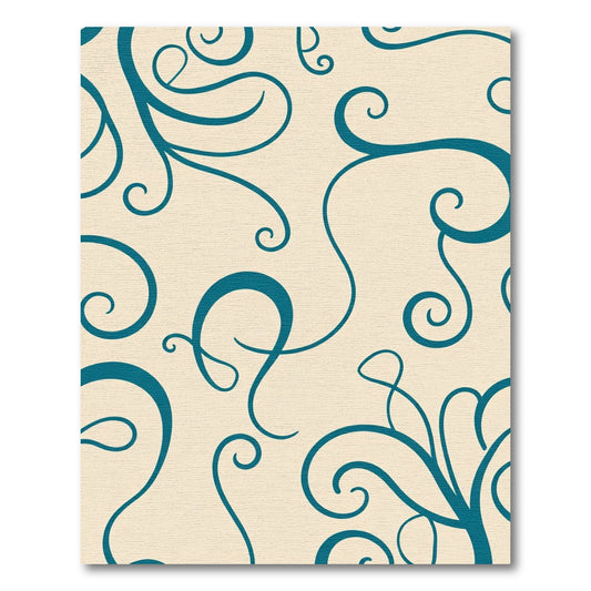 Teal Swirl Ivory Serpentine Scrolls Rug