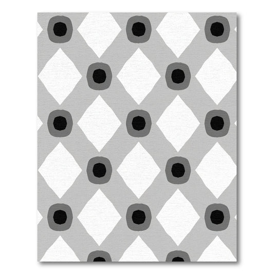 Geometric Gray Dot Diamond Tile Rug