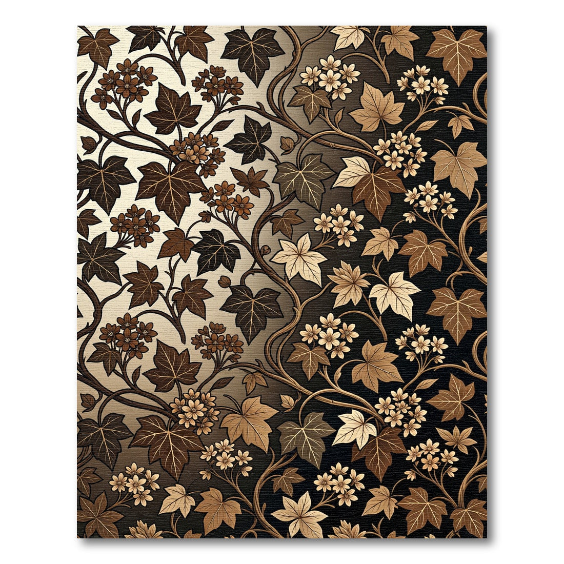 Brown Ivy Vine Floral Botanical Rug