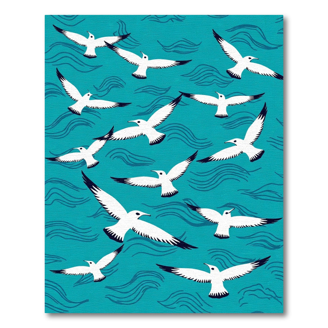Seagulls Flying Over Blue Waves Rug