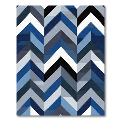 Chic Navy Blue Chevron Blocks Rug