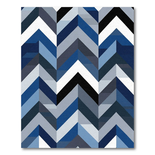 Chic Navy Blue Chevron Blocks Rug