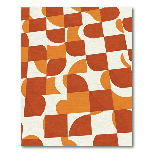 Retro Orange Archway Checkerboard Rug