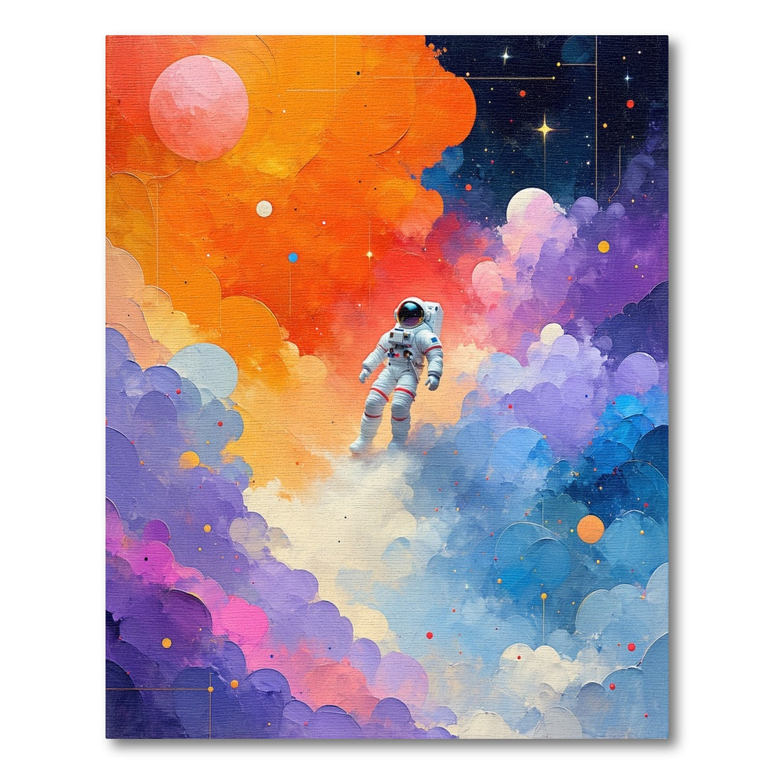 Vibrant Astronaut Cosmic Nebula Clouds Rug