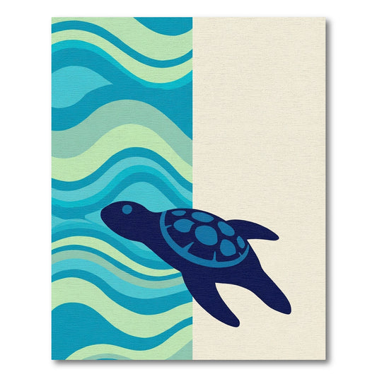 Oceanic Blue Turtle Wave Rug