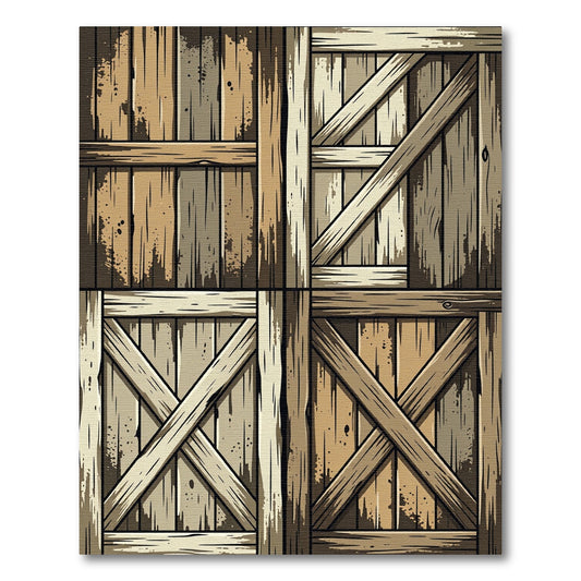 Rustic Wood Grain Cross Hatch Rug