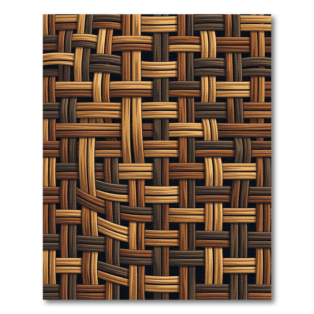 Earthy Tones Woven Basket Grid Rug