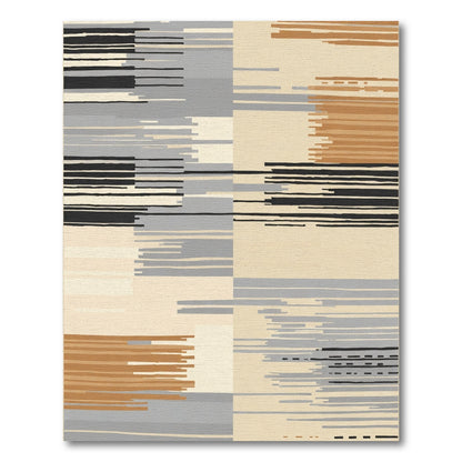 Modern Abstract Block Stripe Rug