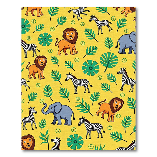 Bright Yellow Jungle Animals Safari Rug