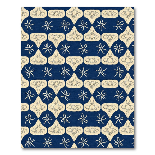 Navy Beige Starburst Medallion Rug