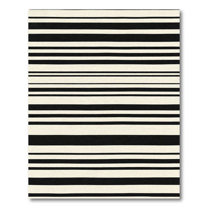 Alternating Cream Black Linear Bands Rug