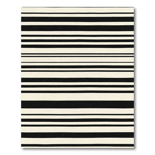 Alternating Cream Black Linear Bands Rug