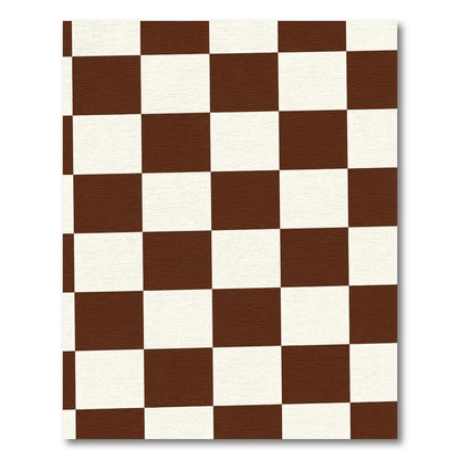 Brown White Checkerboard Squares Rug