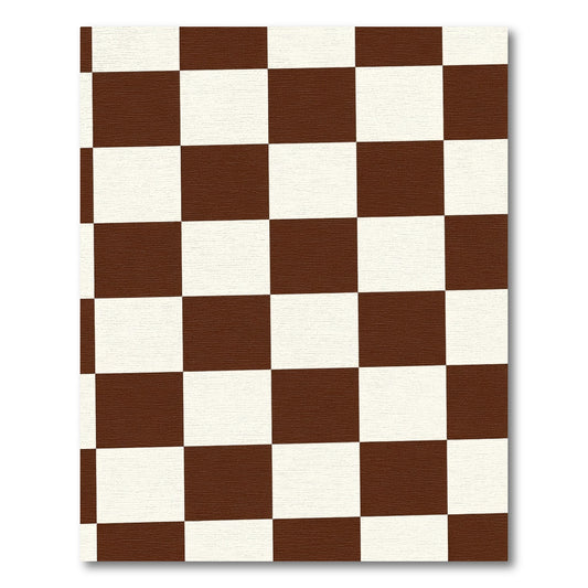 Brown White Checkerboard Squares Rug