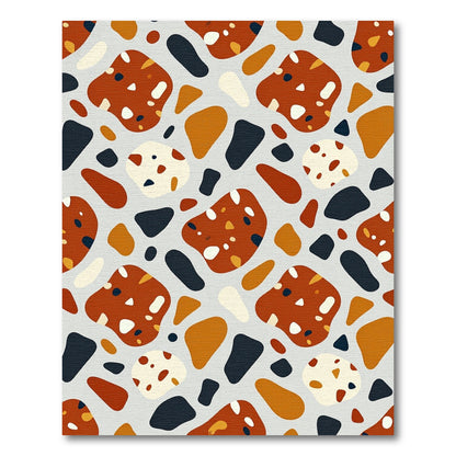 Mid-Century Terracotta Black Cream Terrazzo Rug