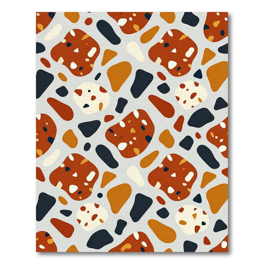 Mid-Century Terracotta Black Cream Terrazzo Rug