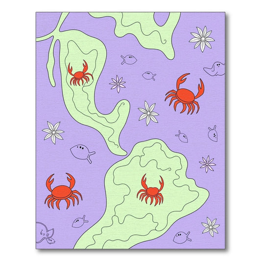 Lavender Orange Crab Sea Life Medley Rug