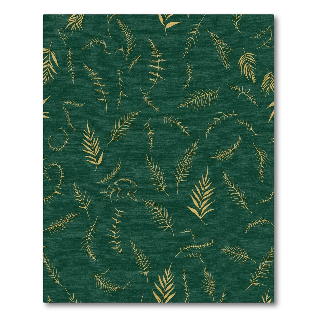 Emerald Green Gold Fern Foliage Rug