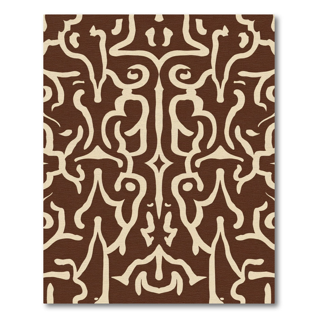Brown and Cream Organic Scroll Rug