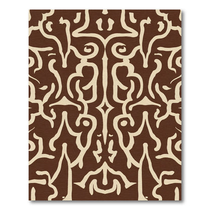 Brown and Cream Organic Scroll Rug