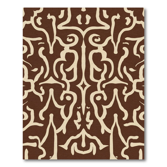 Brown and Cream Organic Scroll Rug