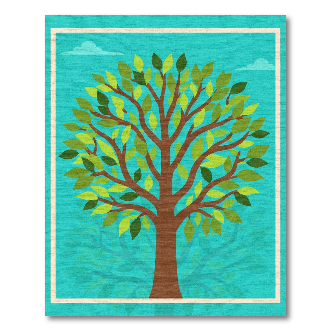 Green Leaf Tree With Blue Sky Rug