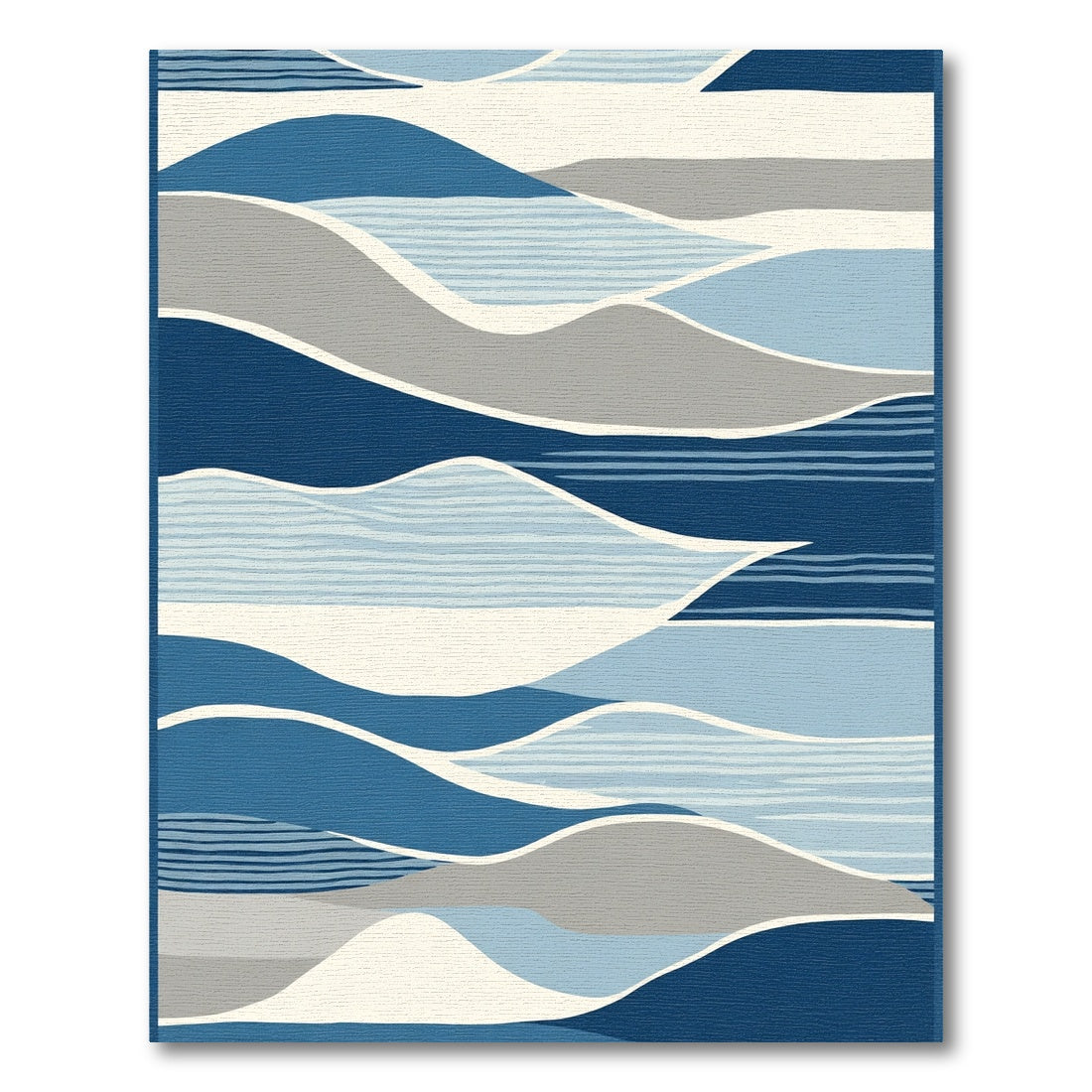 Abstract Blue Wave Landscape Art Rug